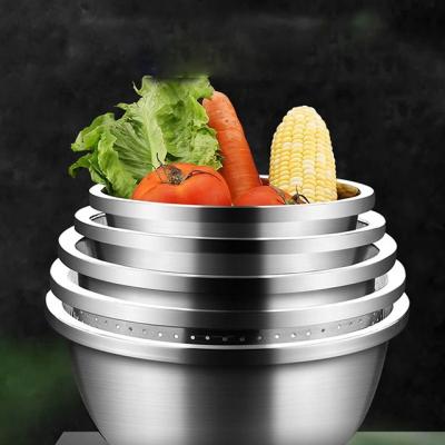 China Minimalist High Quality Full Size Stainless Steel Mixing Bowl SUS304 Natural Deep Basin Bowl for sale