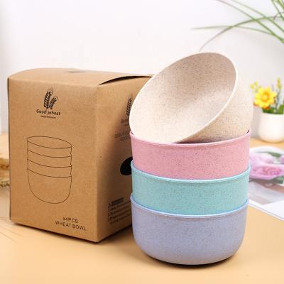 China 4 Pcs Salad Soup Bowls Wheat Straw Bowls Lightweight Viable Bowls For Camping for sale