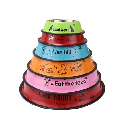 China Slow Cartoon Design Stainless Steel Colorful Dog Bowl Viable For Family Driver Dog Slow Dog Bowl Pet for sale