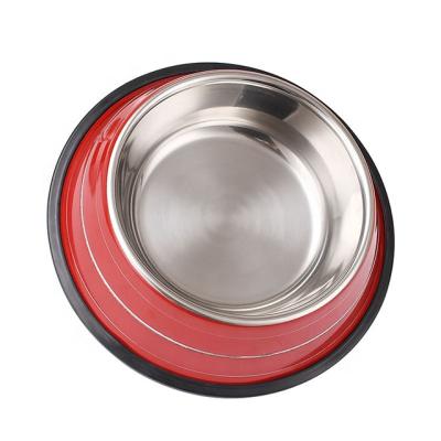 China 2021nonslip dog bowl /cat sustainable bowl /pet bowl with rubber base stainless steel pet food bowl DishHot sale drinking products for sale