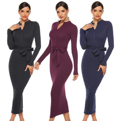 China Washable Washable 4xl 5xl Plus Size Long Sleeve Ribbed Bodycon Office Formal Dresses Women Summer for sale