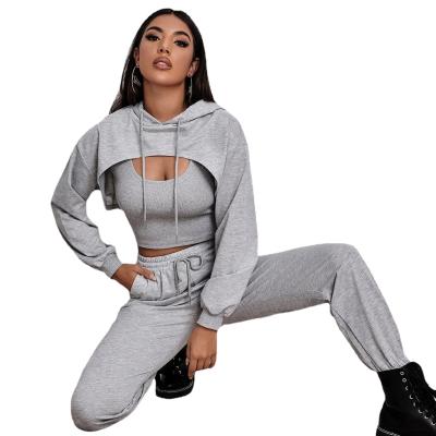 China Anti-Pilling Thick Terry Tracksuit Cotton Hoodie Vest Winter Anti-pilling Tracksuit Custom Women's Sports Tracksuit 3 Piece Set for sale