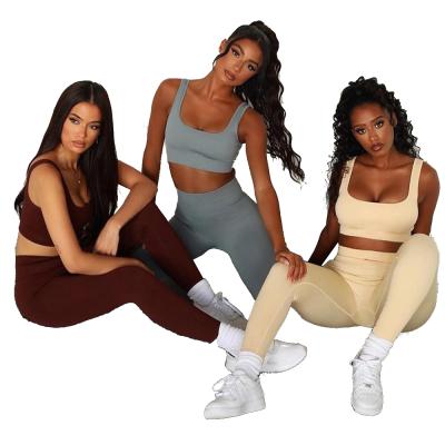 China Wholesale Women's Anti-Pilling Anti-Pilling 2 Piece Workout Set Yoga Sporty Ribbed Set Two Piece Set Tracksuit for sale