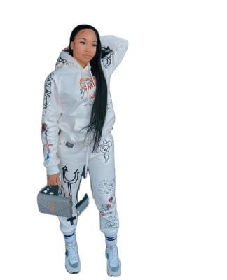 China Custom Made 2021 Women's Autumn Grown Monograph Hoodie Suit QUICK DRY QUICK DRY for sale