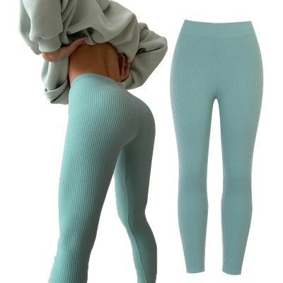 China Breathable Breathable Yoga Gym Sports Ribbed Slim Fit Seamless Leggings Butt Crac! slot ! spats for women for sale