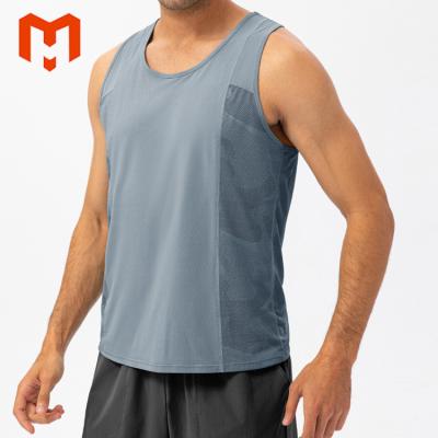 China Mens Summer QUICK DRY Fitness Loose Vest Quick-drying Breathable Basketball T-shirt Running Moisture Wicking Wide Shoulder Sports Vest for sale