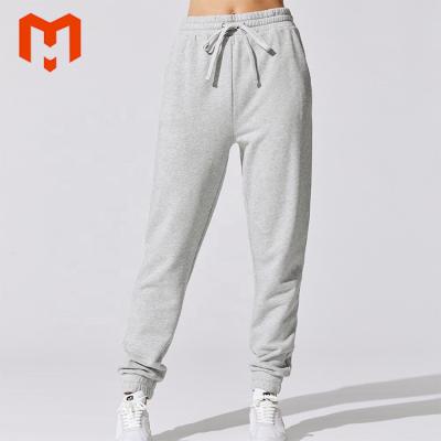 China Cutom Logo French Tery Fabric Breathable Plain Cotton Gray Plus Size Women's Sweatpants Casual Street Jogger Women for sale