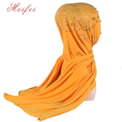 China High Quality M-64 Polyester Cotton Hijab Scarf Wraps Islam Soft Long Shawls Rhinestone Scarves Muslim Shinning Hijabs for sale