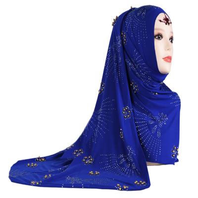 China Fashion Design High Quality Faux Stone M-35 Knitting Women Wrinkle Muslim Scarf Dubai for sale