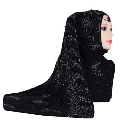 China Wholesale M-59 Polyester Cotton Women Dubai Shinning Rhinestone Muslim Hijab Scarf for sale