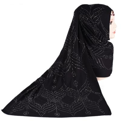 China Hot Sale Flower Pattern Polyester M-57 Polyester Cotton Scarf Hijab Rhinestone Headwraps Muslim Hijab Scarf for sale