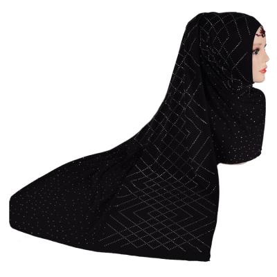 China High Quality M-53 Polyester Shawl Hijab Women Wrap Soft Shiny Rhinestone Luxury Muslim Scarf Promotion Scarf for sale