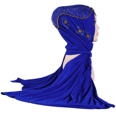 China M-66 polyester/tank knitted pearl polyester cotton beautiful gold rhinestone shinning muslim scarves Hijab wholesale scarf for sale