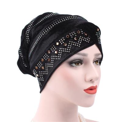 China M-108 Rhinestone/Lace/Pearl Wholesale Muslim Hijab Women Turban Fashion Very Beautiful Shiny Glitter Rhinestones for sale