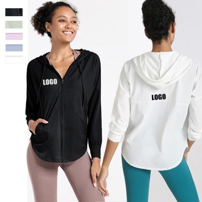 China 2021 Custom Logo Drop Women Cardigan Outdoor Jackets Gym Hoodies Lightweight Women Tops Breathable Long Sleeve Fitness Jacket for sale