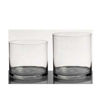 China Factory Price Modern Quality Hand Blown Glass Candle Holder 7 Inch Clear Cylinder for sale