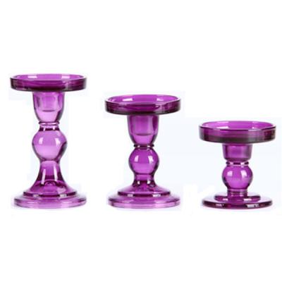 China Wholesale cheap price medium size home decoration tea light purple votive glass candle holder for party use for sale