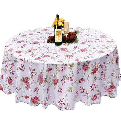 China Oilproof Chinese Factory Flower Printed Water Proof Round Shape Vinyl Material Tablecloth With Flannel Backing For Home Or Party Use for sale