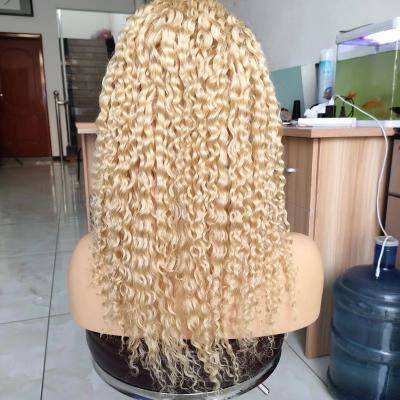 China Amara Hair Vendor 613# 13x4 Lace Front Wigs Deep Curly Blonde Curly Closure Front Wigs for sale