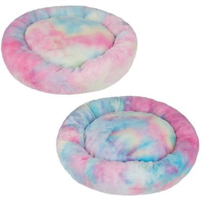 China Wholesale Sustainable Soft Colorful Plush Dog Round Manufacturer Bed for sale