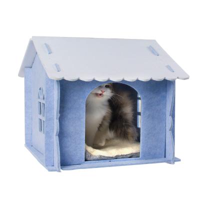 China Manufacturer Viable Wholesale Felt Fabric Warm Foldable Detachable Indoor Luxury Comfortable Dog Cat House for sale