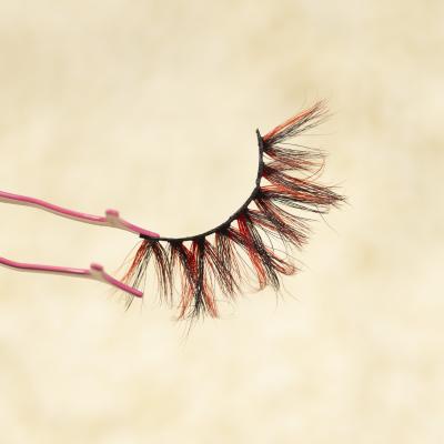 China Natural Fluffy Soft Colored Curl 9D Mink Eyelashes Colored Strips Eyelashes With Free Cases for sale