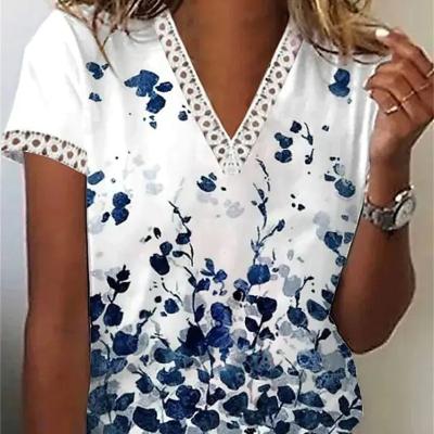 China Wholesale Anti-Wrinkle Summer Short Sleeve Printed Embossed Top Slim Fit T-Shirts T-Shirts Women for sale