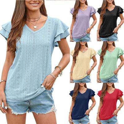 China Wholesale Anti-Wrinkle Summer Short Sleeve Printed T-shirt Street Wear T-shirts Top Breathable Simple Basic Women for sale