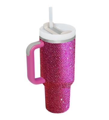 China Custom Viable Adventure H2.0 Diamond Quencher Tumblers Rhinestone Bling Logo Travel Tumbler 20oz 30oz 40oz With Lid And Straw for sale