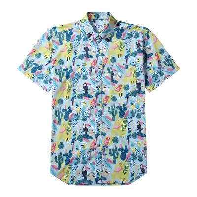 China Wholesale Men's Anti-Pilling Polyester Casual Hawaiian Beach 100% Short Sleeve Button Up Shirts For Men for sale