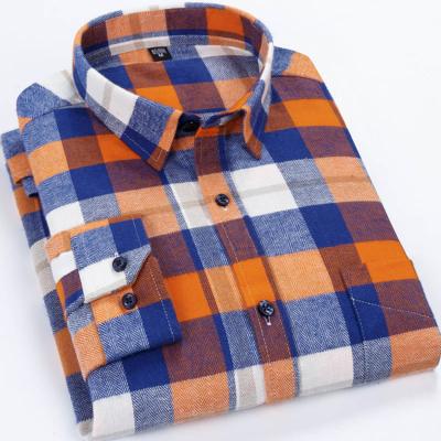 China 2021 new high quality anti-pilling plaid long sleeve custom made men's flannel shirt for sale