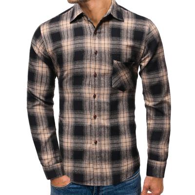 China OEM Custom Vintage Anti-pilling Clothes Flannel Yarn Dyed Check Mens Button Up Dress Shirts for sale