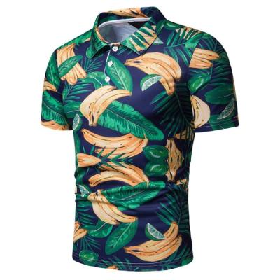 China Anti-wrinkle Summer New Men's Banana Print Short Sleeve Polo T-Shirt for sale