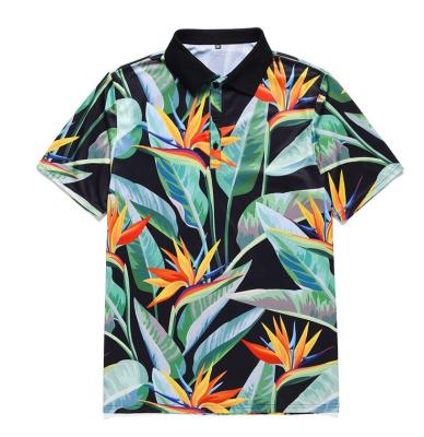 China New Design Custom Short Sleeve Anti-wrinkle Printing Casual Floral Mens Golf Polo Shirts for sale