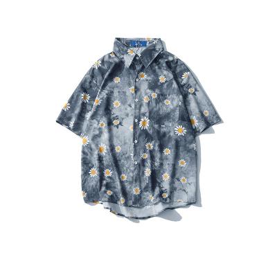 China High Quality Anti-pilling Print Custom Men's Button Up Short Sleeve Hawaiian Four Way Stretch Shirts for sale