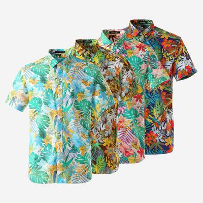 China Mens Stylish Casual Beach Cotton Aloha Custom Floral Print Hawaiian Shirt Anti-pilling for sale