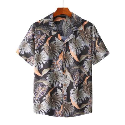 China Hawaiian Aloha Men Short Sleeve Beach Bowling Shirt Casual Floral Print Anti-pilling Cotton Custom Made for sale