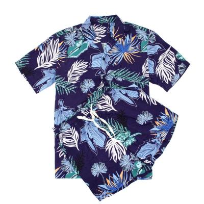 China New Summer Men's Spring And Beach Custom Short Sleeve Anti-pilling Shirt Shorts Floral Hawaiian Beach Shirt Set for sale