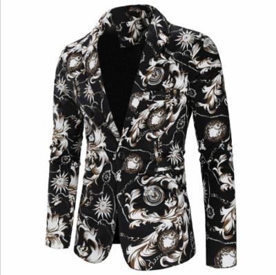 China Best Selling Anti-wrinkle Fashion Flower Print Mens Blazer Design Suit Coats New For Men for sale