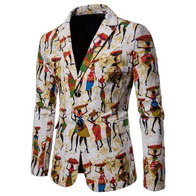 China Anti-wrinkle Men Slim Fit Fashion Blazer Leisure Suit African Printed Floral Man Blazer Homme for sale