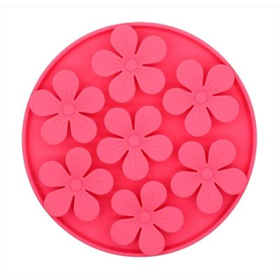 China Viable New Cat And Dog Pets Can Be Customized With Silicone Flower Shaped Slow Food Mats for sale