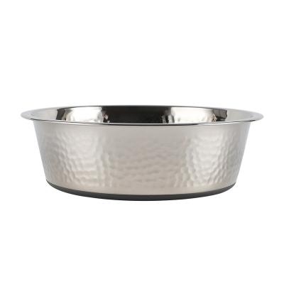 China Non Slip Non-automatic Customizable Silicone Stainless Steel Irregular Dog Bowl for sale