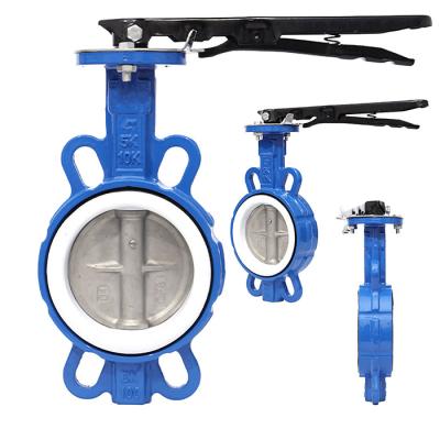 China Geral PTFE totalmente revestido de aço fundido de dupla ação de manobra Wafer Butterfly Valve D71F4-16C à venda