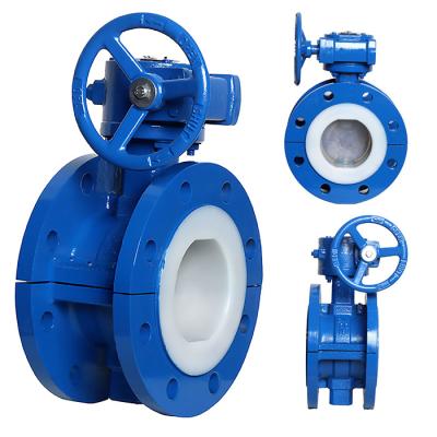 China Cast Steel Turbine Fully PTFE-Lined Flanged Butterfly Valve D341F46-16C for Industrial for sale