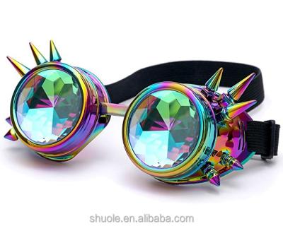 China Rainbow Crystal Lenses Steampunk Goggles Kaleidoscope Praise Protective Safety Glasses for sale