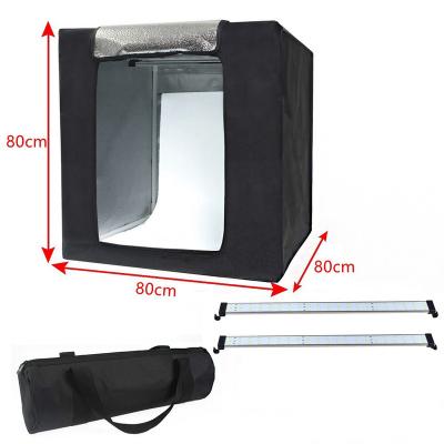 China Photo Light Box Kit 80cm Dimmable Professional Photo Studio Shooting Tent with LED Lights, 3 Backdrops (Black White Orange) 80*80*80cm for sale