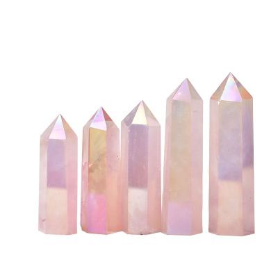 China Natural China Rose Quartz Crystal Point Healing Energy Stone Meditation Furniture Chakra Tower for sale