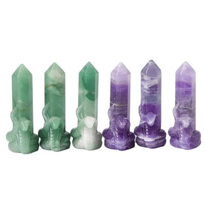 China China Wholesale Natural Hand Carved Handwork Serpentine Amethyst Crystal Point for sale