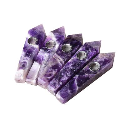 China Wholesale Eco-friendly Natural Tobacco Quartz Quality Amethyst Dreamy Amethyst Smoking Pipe Crystal for sale