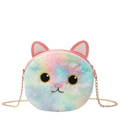 China Hot Selling Cute/Fancy Cat Fluffy Cross - Body Bag Kids Shoulder Grains Bag Novelty Bags For Girls With Chain for sale